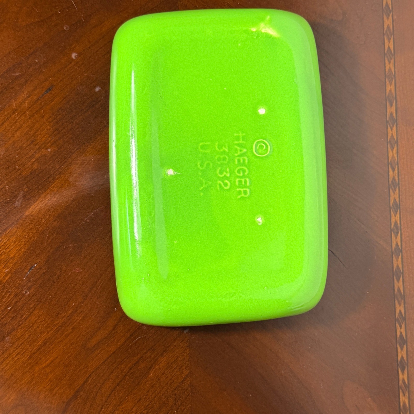 Vintage Haeger Pottery 3832 Lime Green Rectangular Ceramic Dish Planter USA MCM