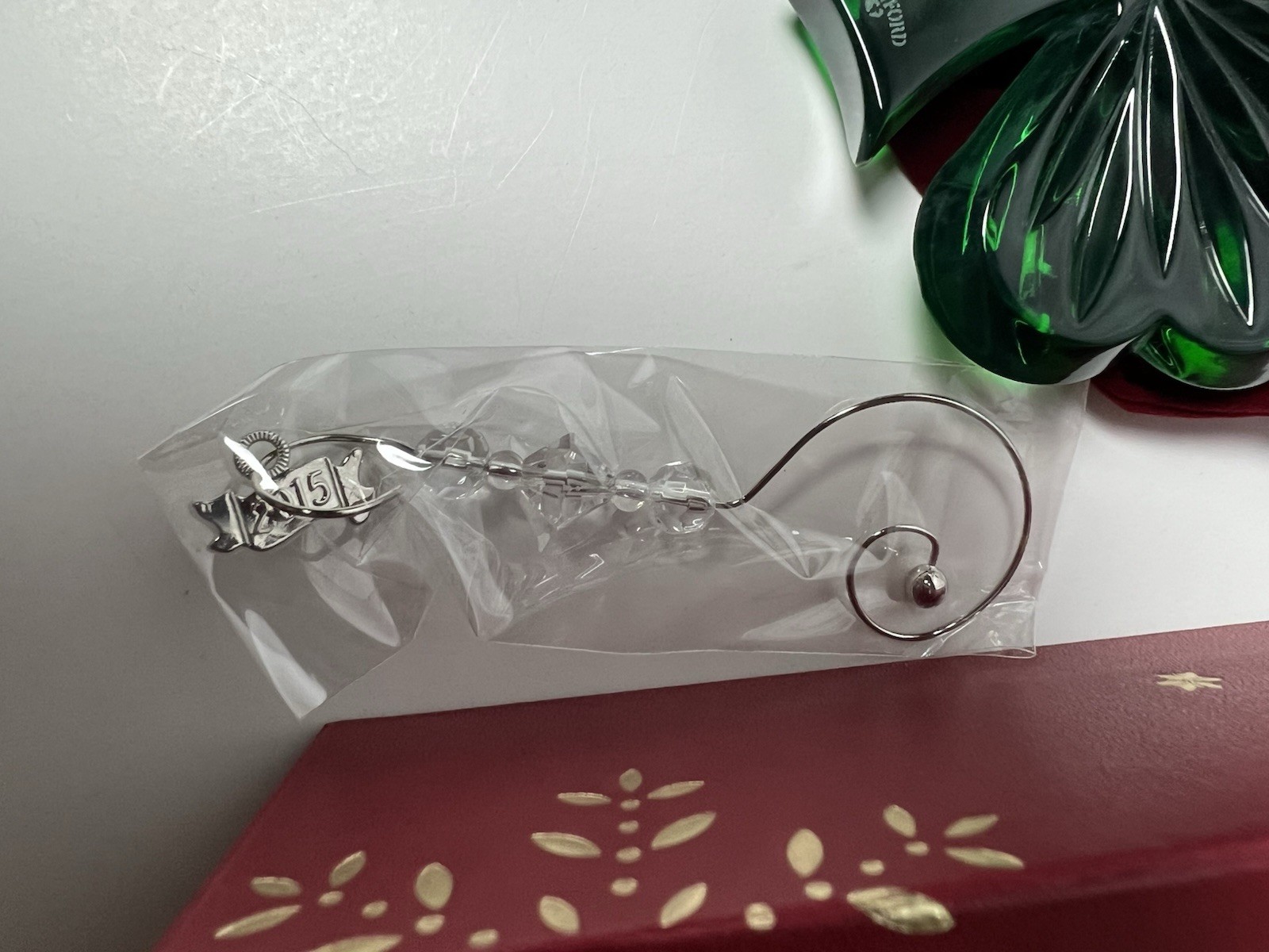 Waterford Crystal 2015 Green Shamrock Clover ornament 4” St. Patrick’s Day New