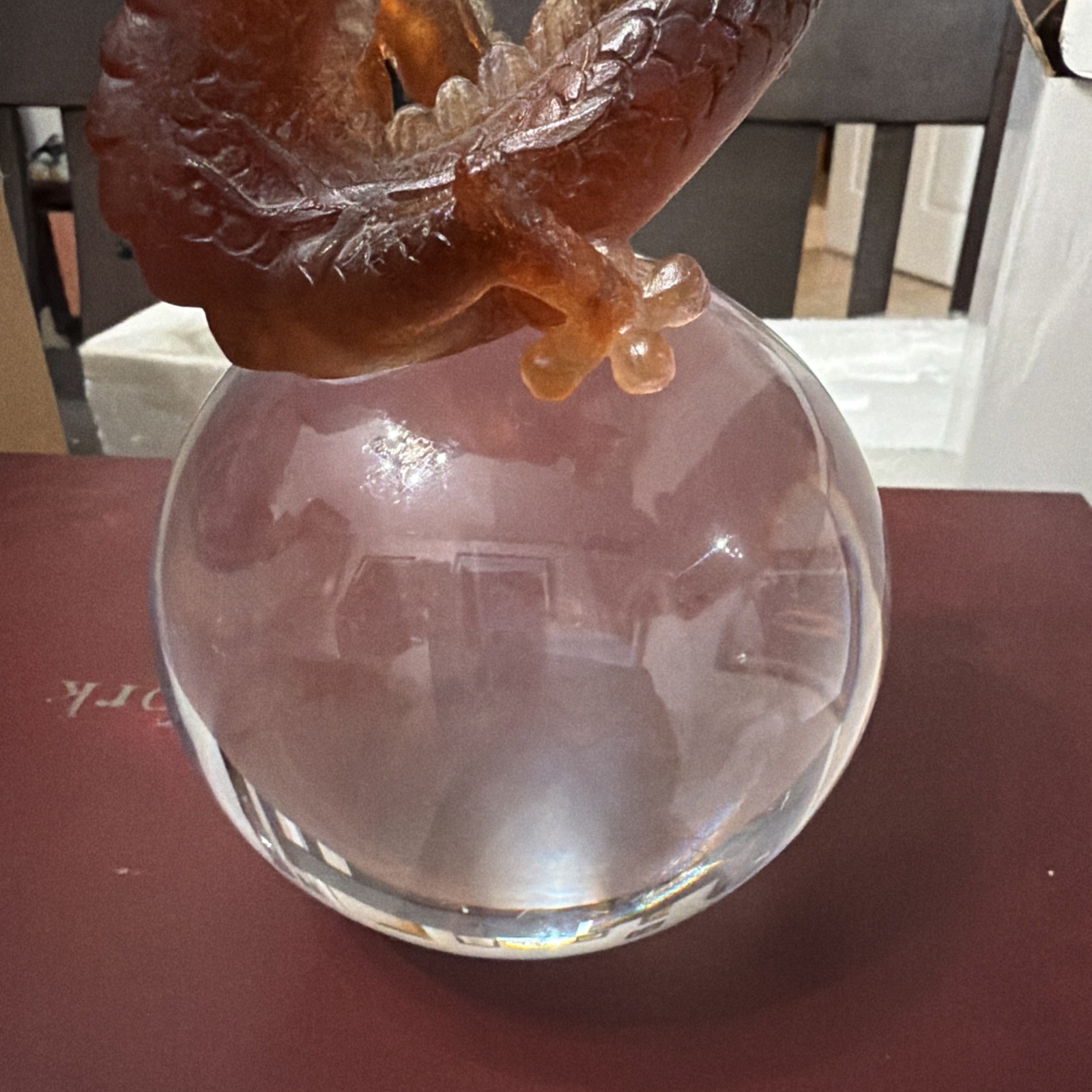 Daum France Pate de Verre Crystal Dragon on Crystal Ball Mint In Box $2900