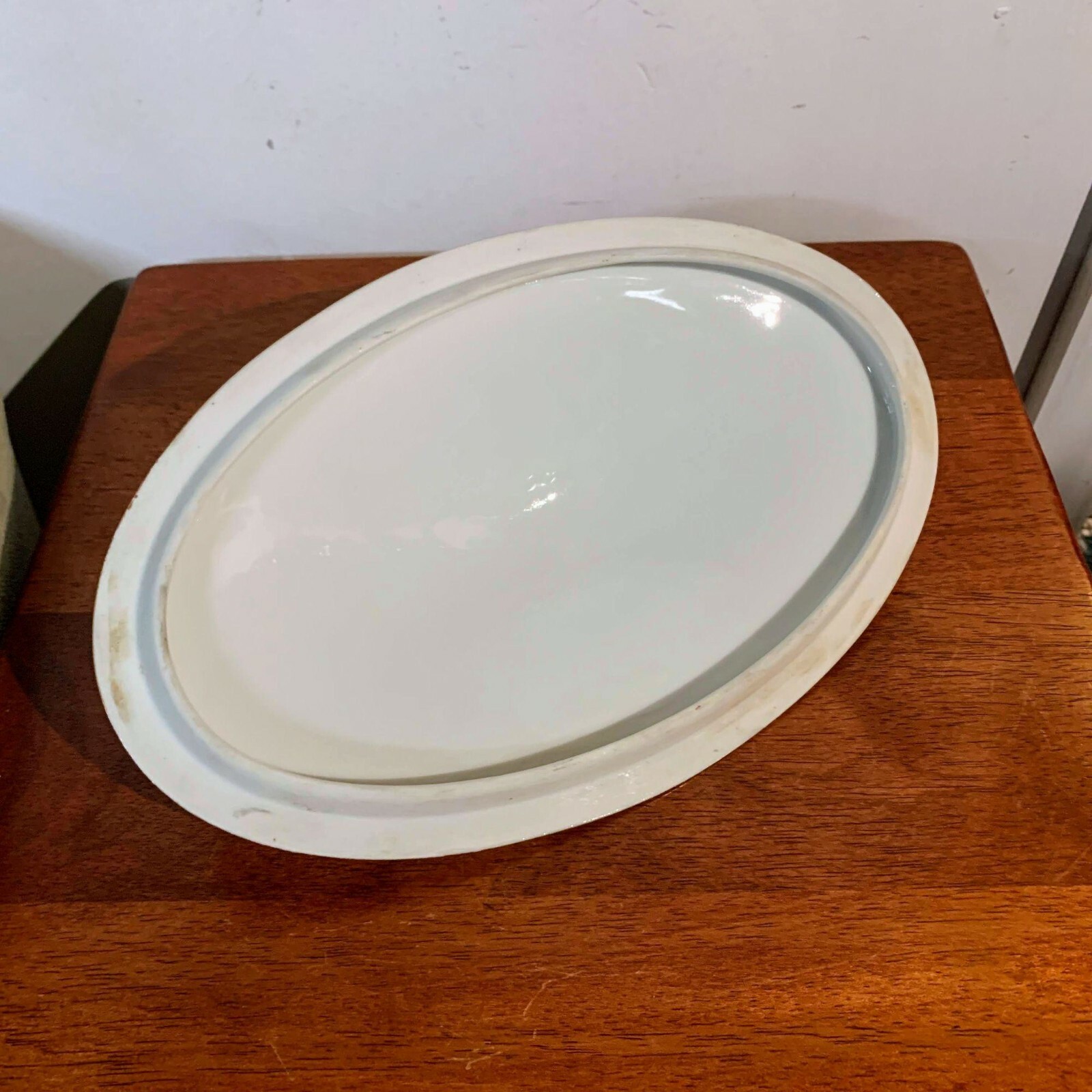 Antique Mavaleix & Granger Limoges Blue Triangles, Urns & Fans, Floral Oval Dish