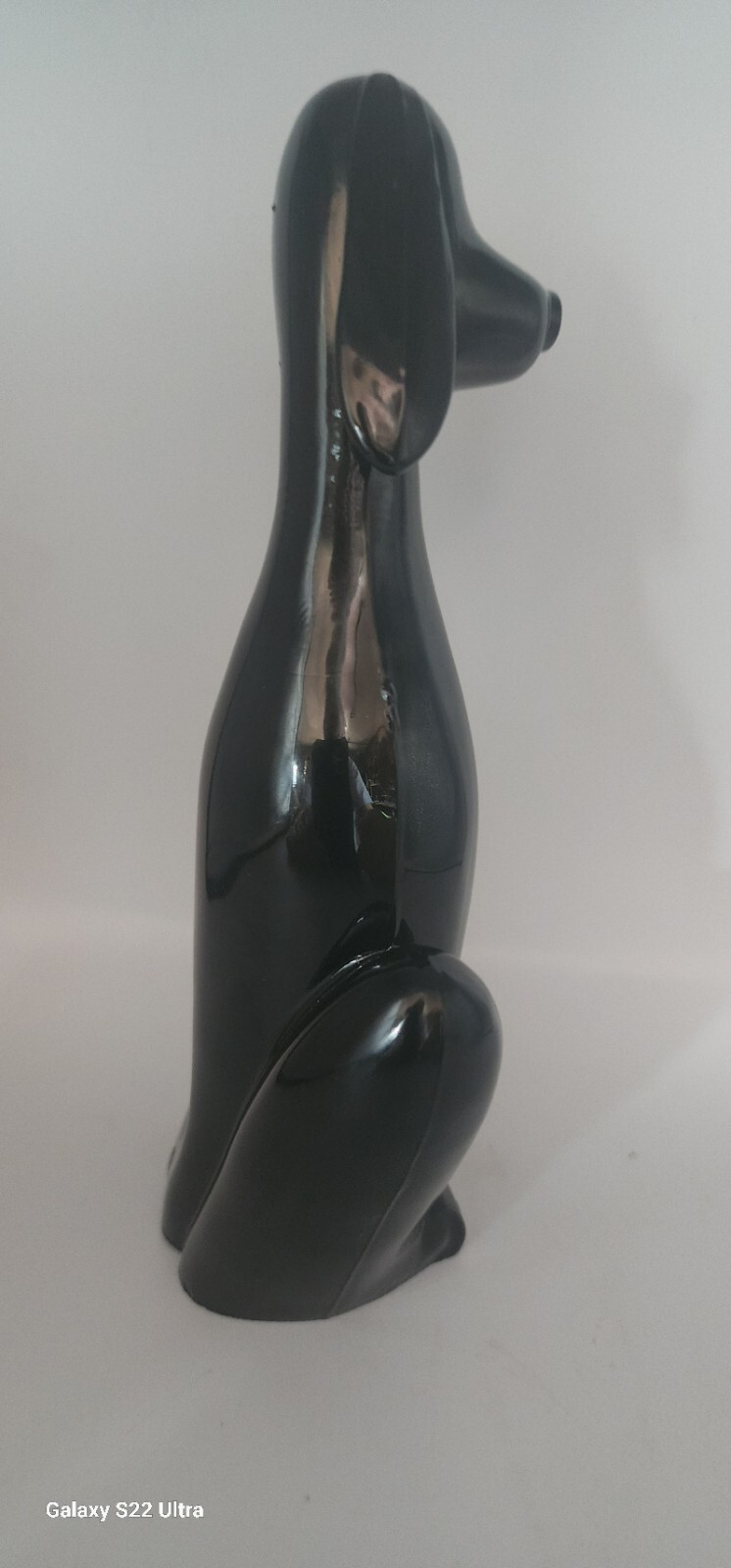 Viking Glass Epic Dog Rare Shiny Black Hound Figurine 8″ MCM By Mosser Heavy