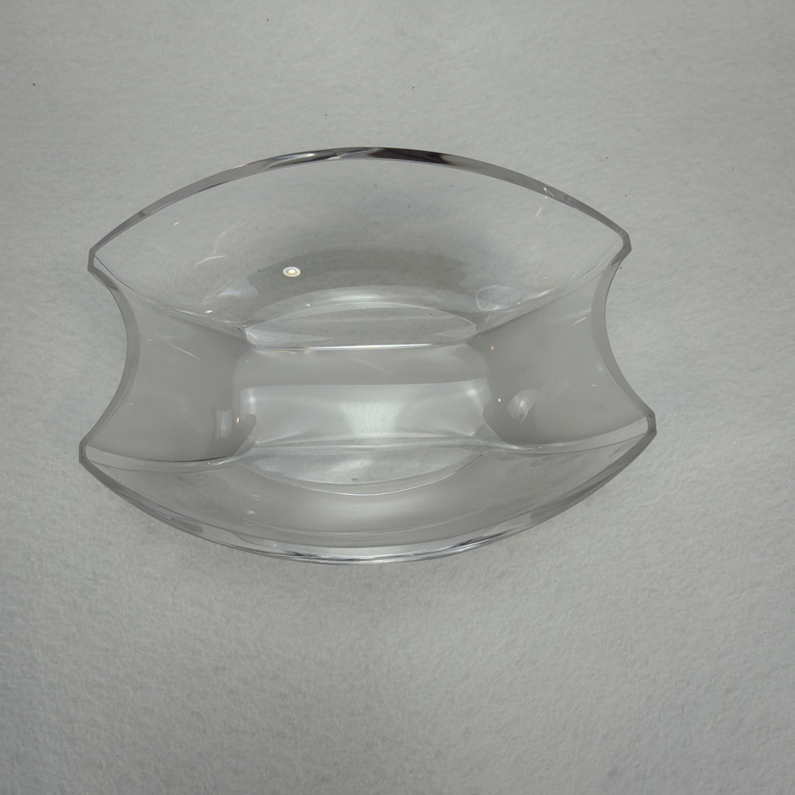 Corba Crystal Bowl Oblong Modernist Style Made in Italy 9.25” W 4” H Heavy