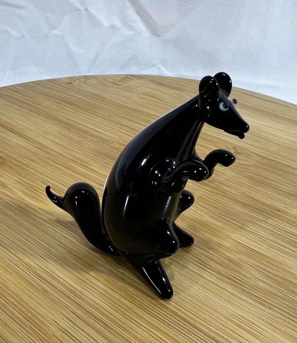 Art Glass Hand Blown Black Glass Figurine Skunk Mouse Rat Squirrel