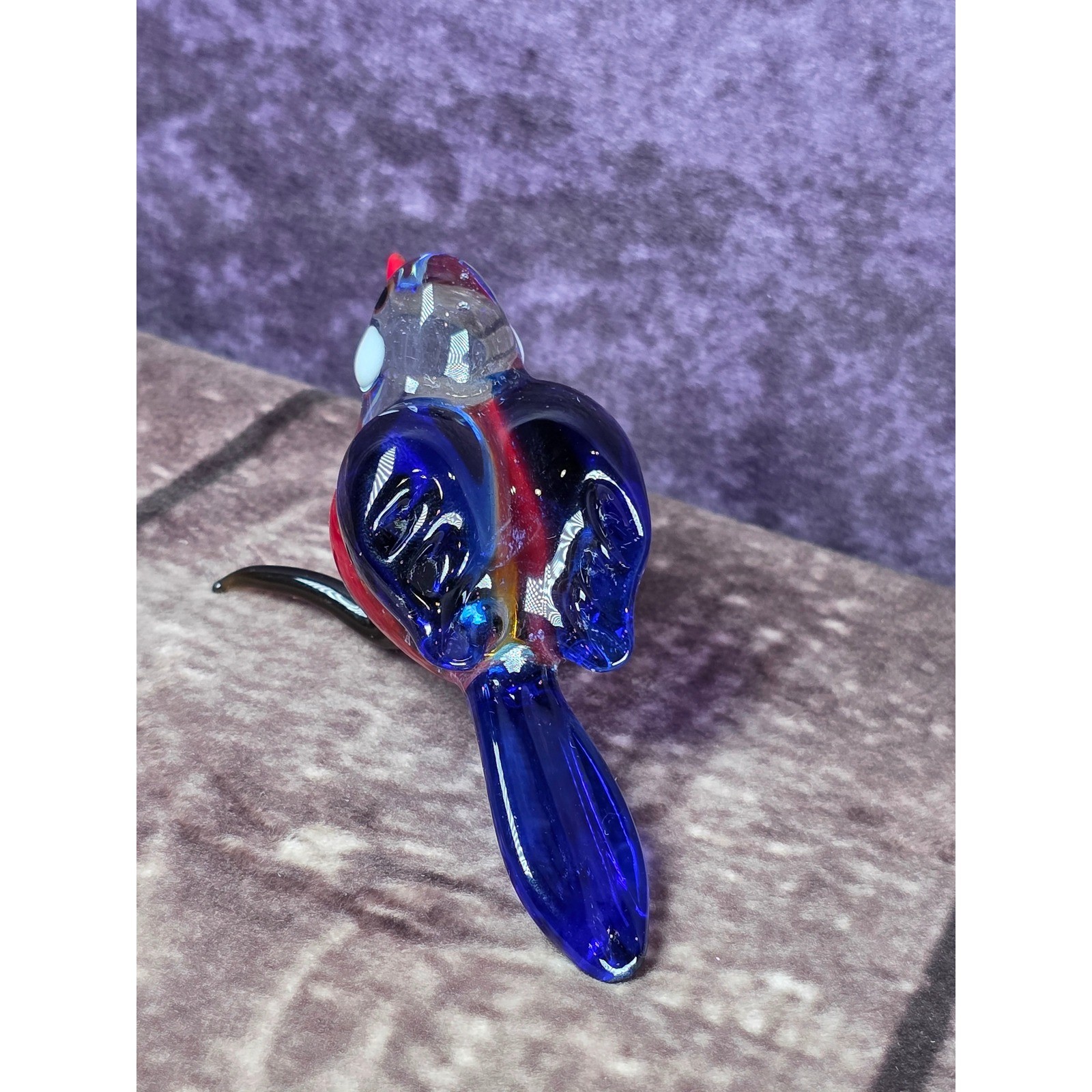 Vintage Russian Hand Blown Lampwork Colorful Glass Bird Sculpture