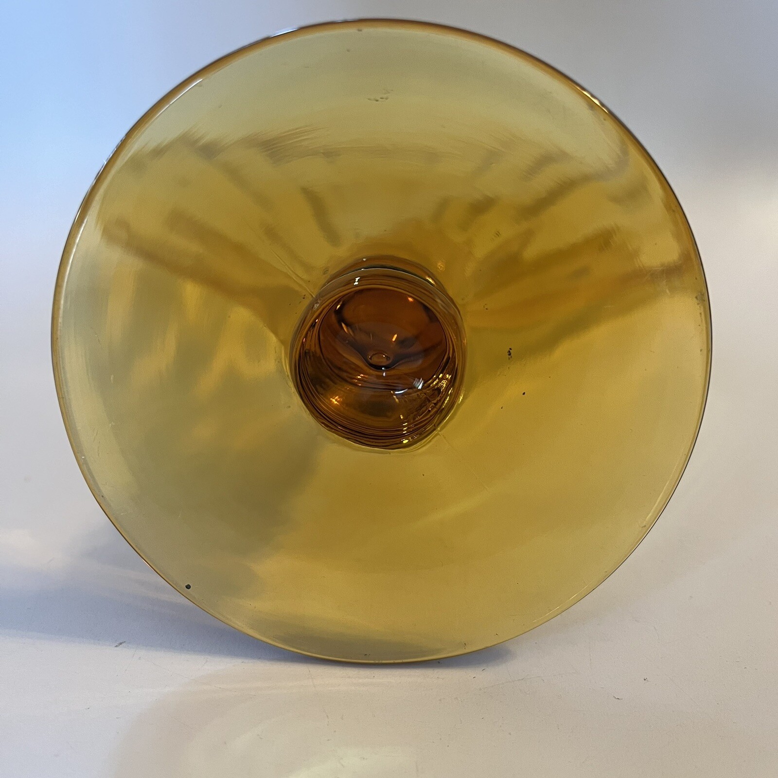 Vintage Amber Glass Fan Vase Optic Ribbed 8.5″ H x 7 L x 1.25″ W 3.75″ D Base