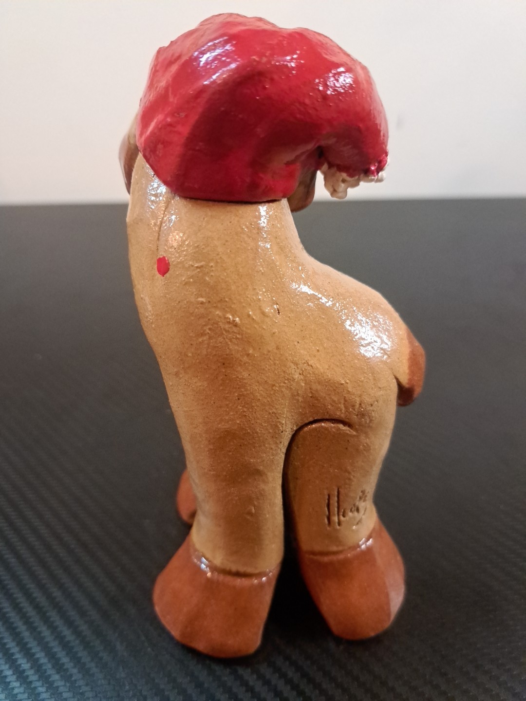 Vintage Hicks Art Pottery Humorous Christmas Reindeer Figurine Signed Hicks 6.5”