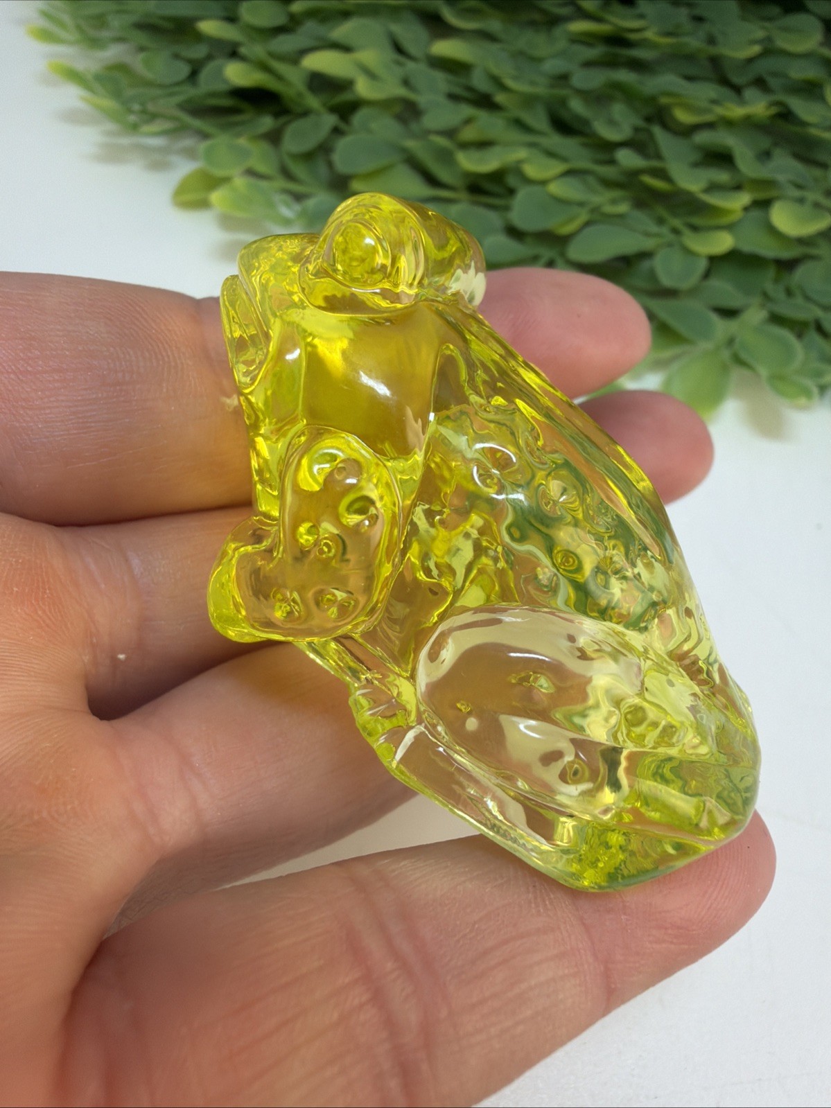 Boyd JEREMY Frog Toad Vaseline Uranium Glass Rare Figurine GLOWS