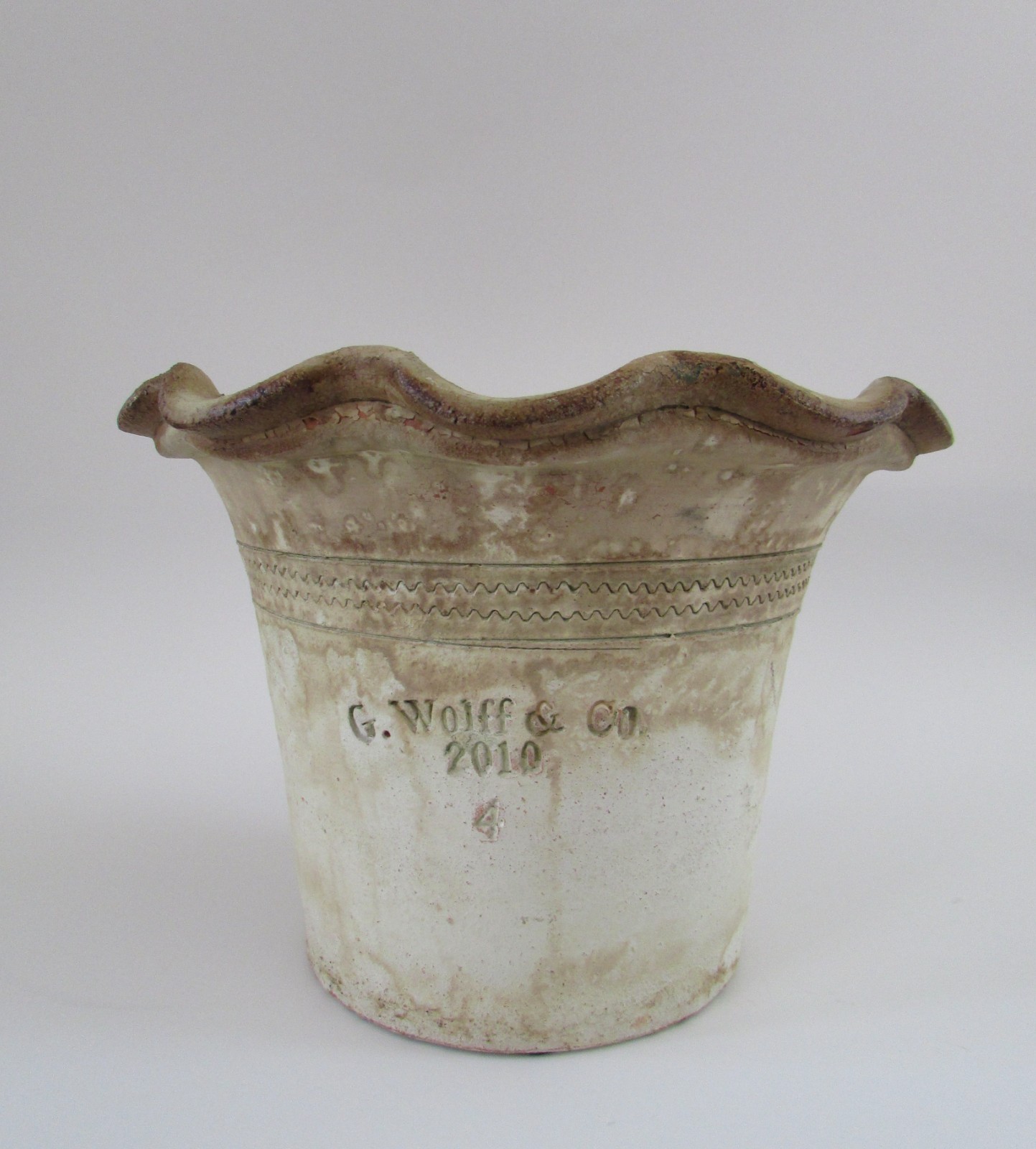 Guy Wolff & Co 2010 #4 Ivory Pottery Flower Pot Planter 6 3/4″