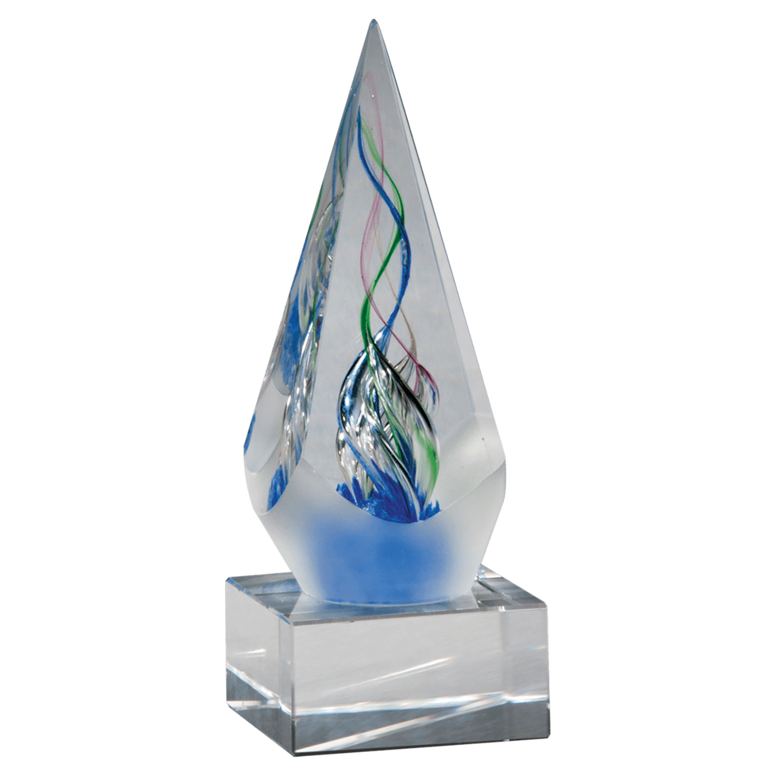 Frosted Glass Accent Arrow on Clear Glass Base Hand made & Handblown glass Art