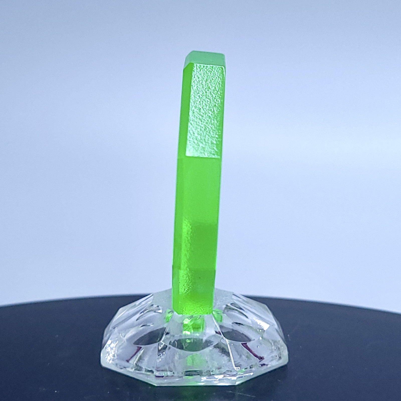Uranium Vaseline Glass Small Statue 2″ Rare Uranium Green Glass Sign Art Glass