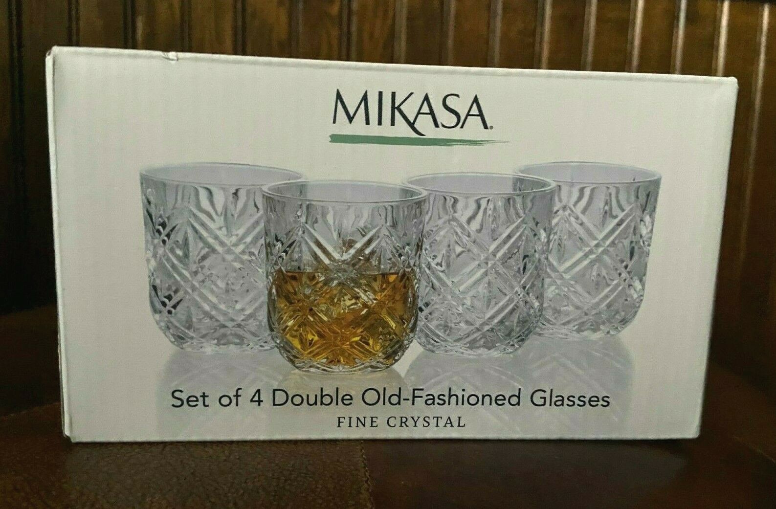 BRAND NIB MIKASA OLD-FASHION GLASSES 10 OUNCES FINE CRYSTAL SET OF 4 CLAREMONT