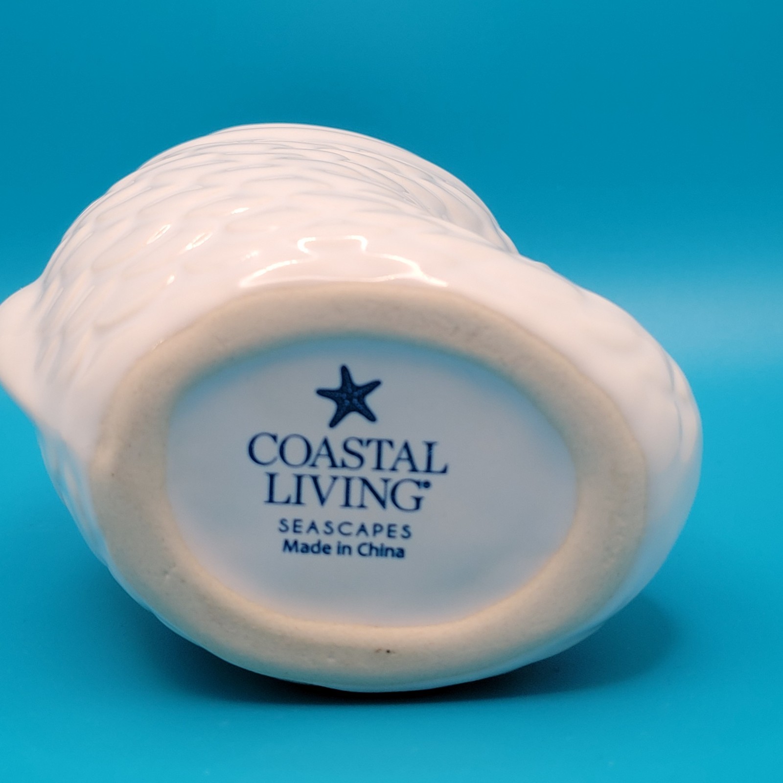 Coastal Living Seascapes White Fish Vase Ceramic Coastal Beach Nautical Decor