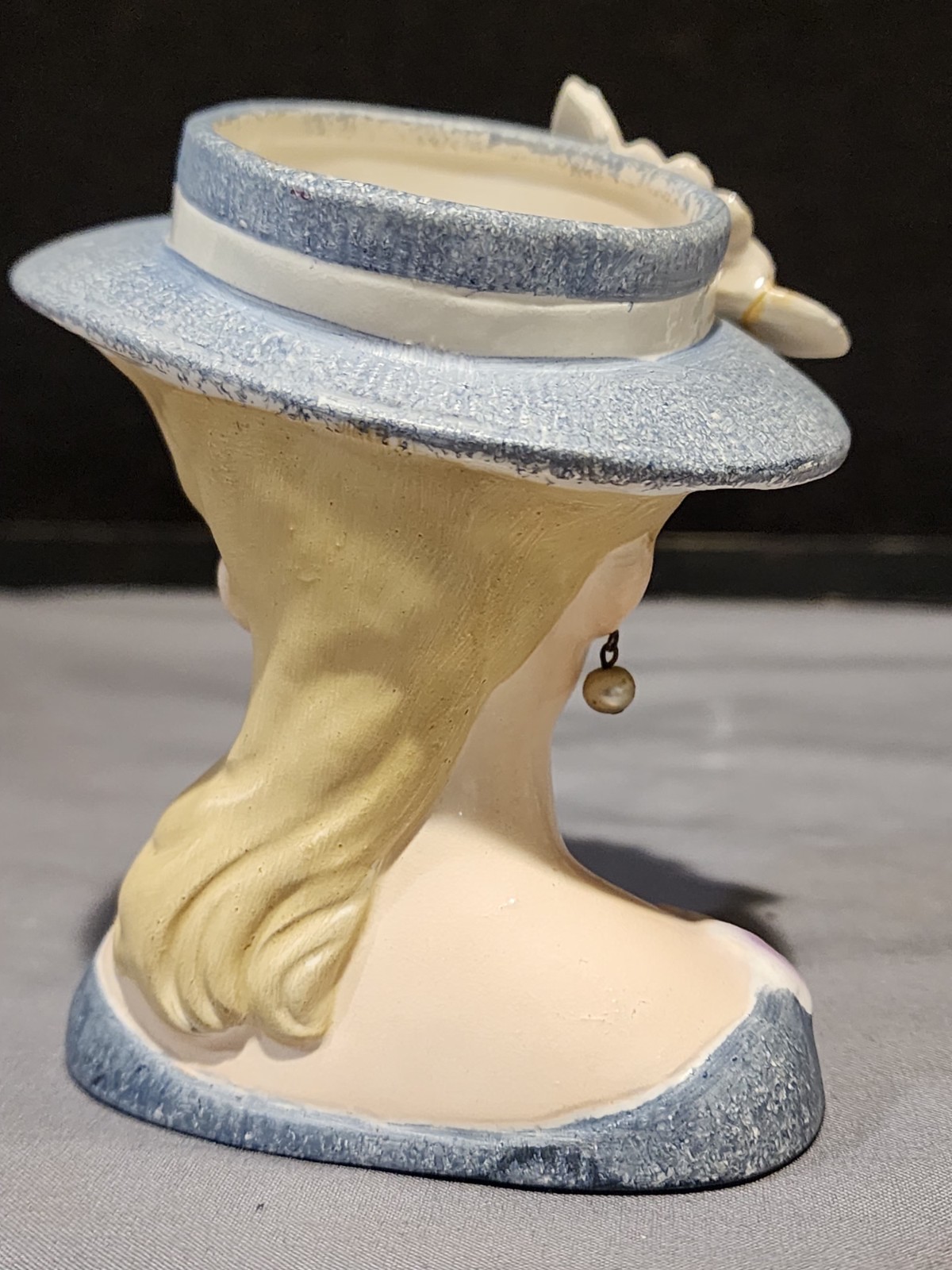 VINTAGE RUBENS 498B PURPLE HAT FLOWERS 4 1/4″ LADY HEAD VASE
