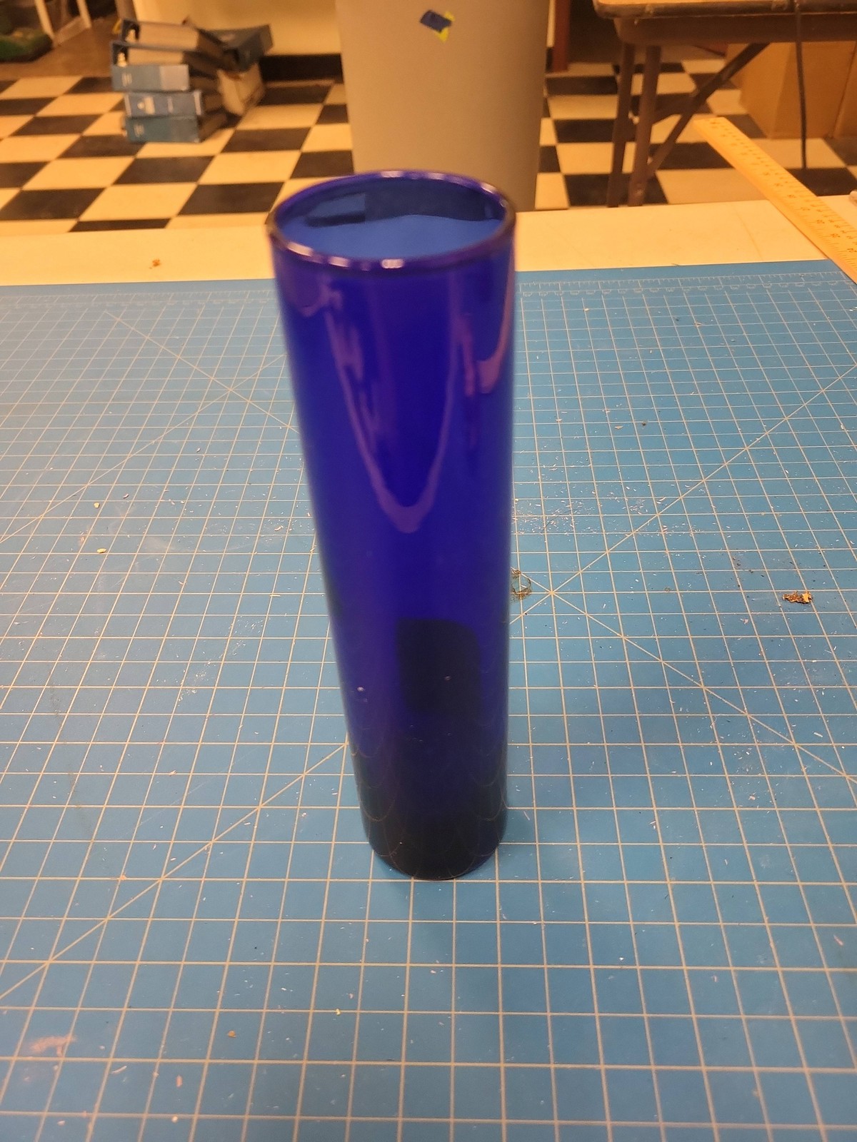 Cobalt Blue Glass Vase Cylinder Shape Home Decor Table Centerpiece Flower Vase
