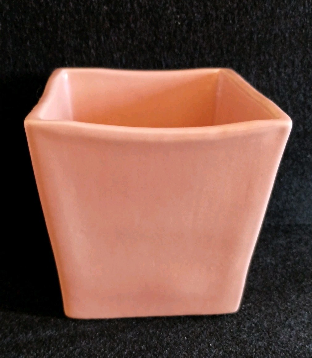 Vintage Early Haeger Pink 4″ Square Pottery Planter 3716 Thick & Heavy 1 lb 4oz