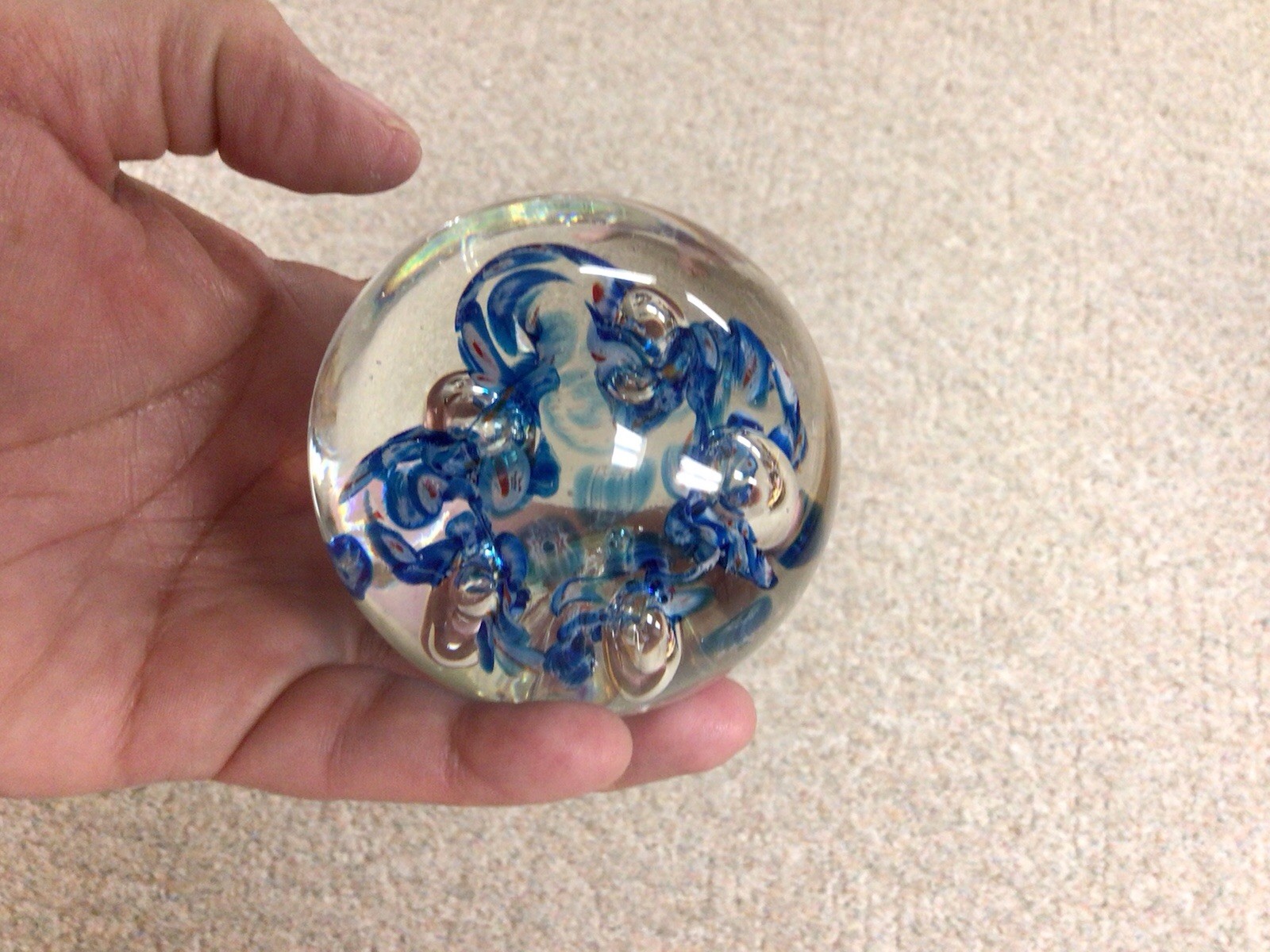 Beautiful Estate Vintage Hand Blown Clear Glass Paperweight
