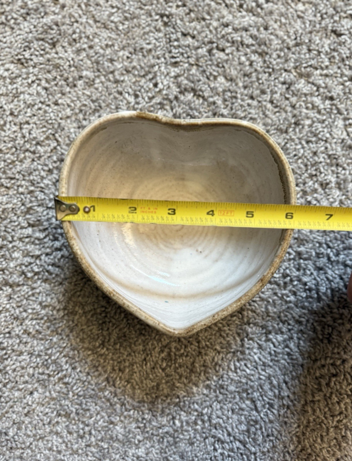 Handmade Heart Shaped Pottery Trinket Jewelry Dish White Glazed