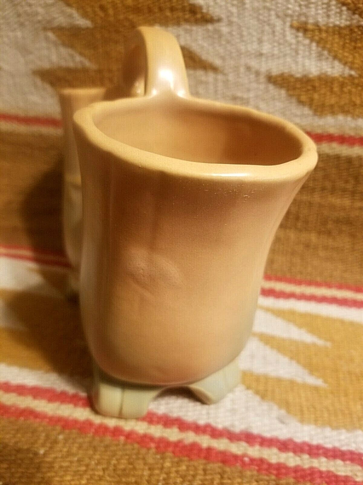 SWEET WELLER POTTERY PINK WILD ROSE DOUBLE VASE w HANDLE PEACH BASE 6 1/4″