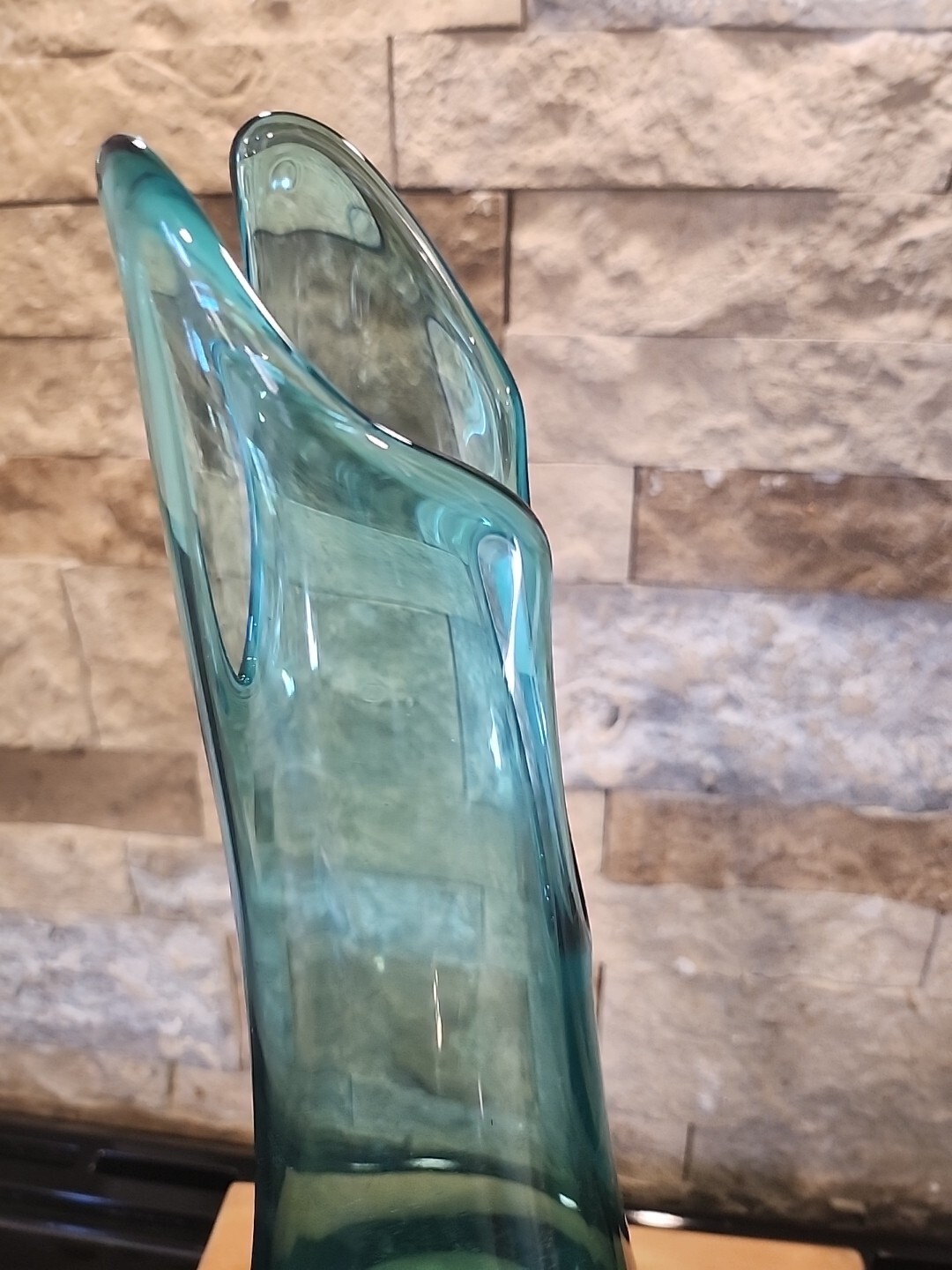 Vintage MCM LE Smith 18” Peacock Blue Smoothie Swung Vase