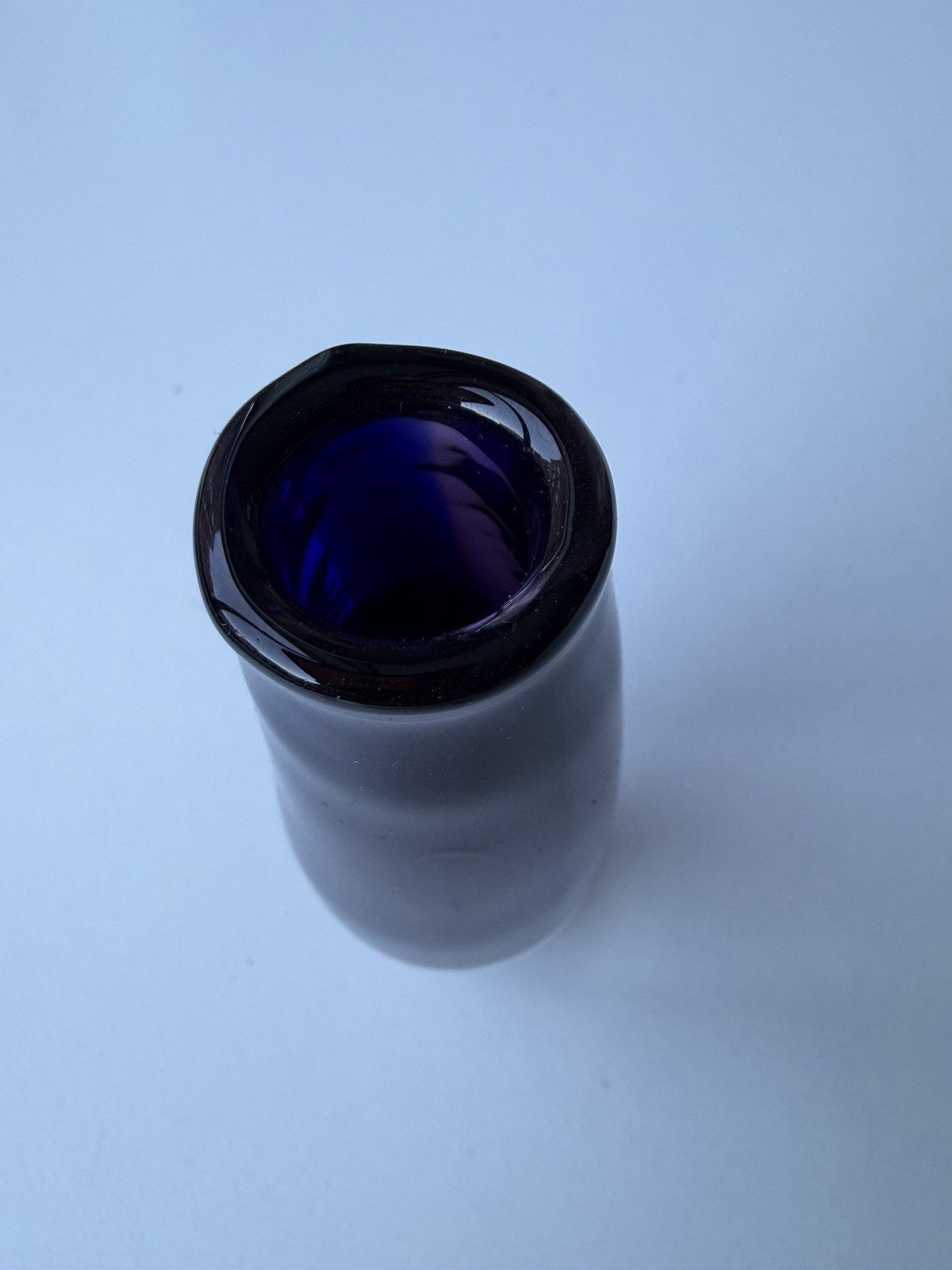 Vintage Signed “CT” Art Glass Vase – Sapphire Blue & Smoke – 4.75” – 1993
