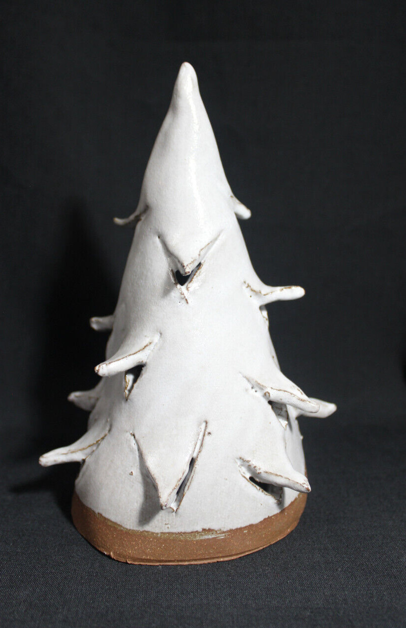 Studio Art Pottery White Tree Snow Covered Abstract Christmas Table Decoration