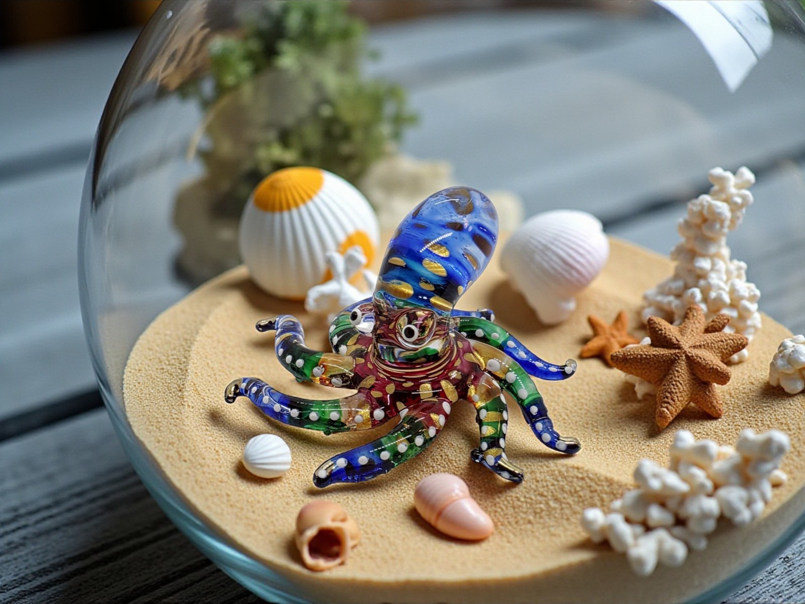 1½”L Octopus Glass Squid Miniature Aquarium Decor Sealife Animal Figurine Crytal