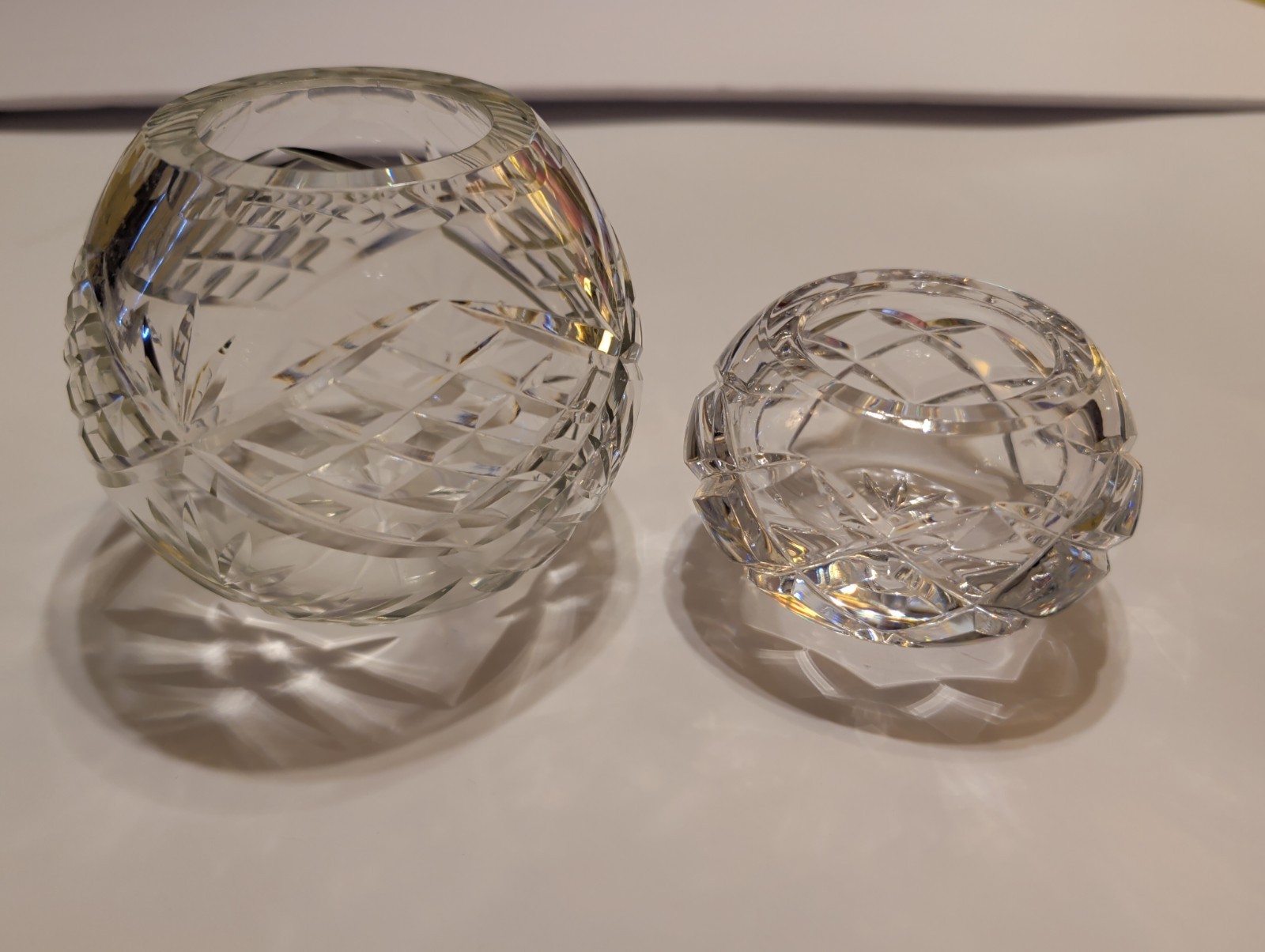 Two Small Crystal Bowls, 3.75″ & 2.25″ High. No Chips. Read Description.