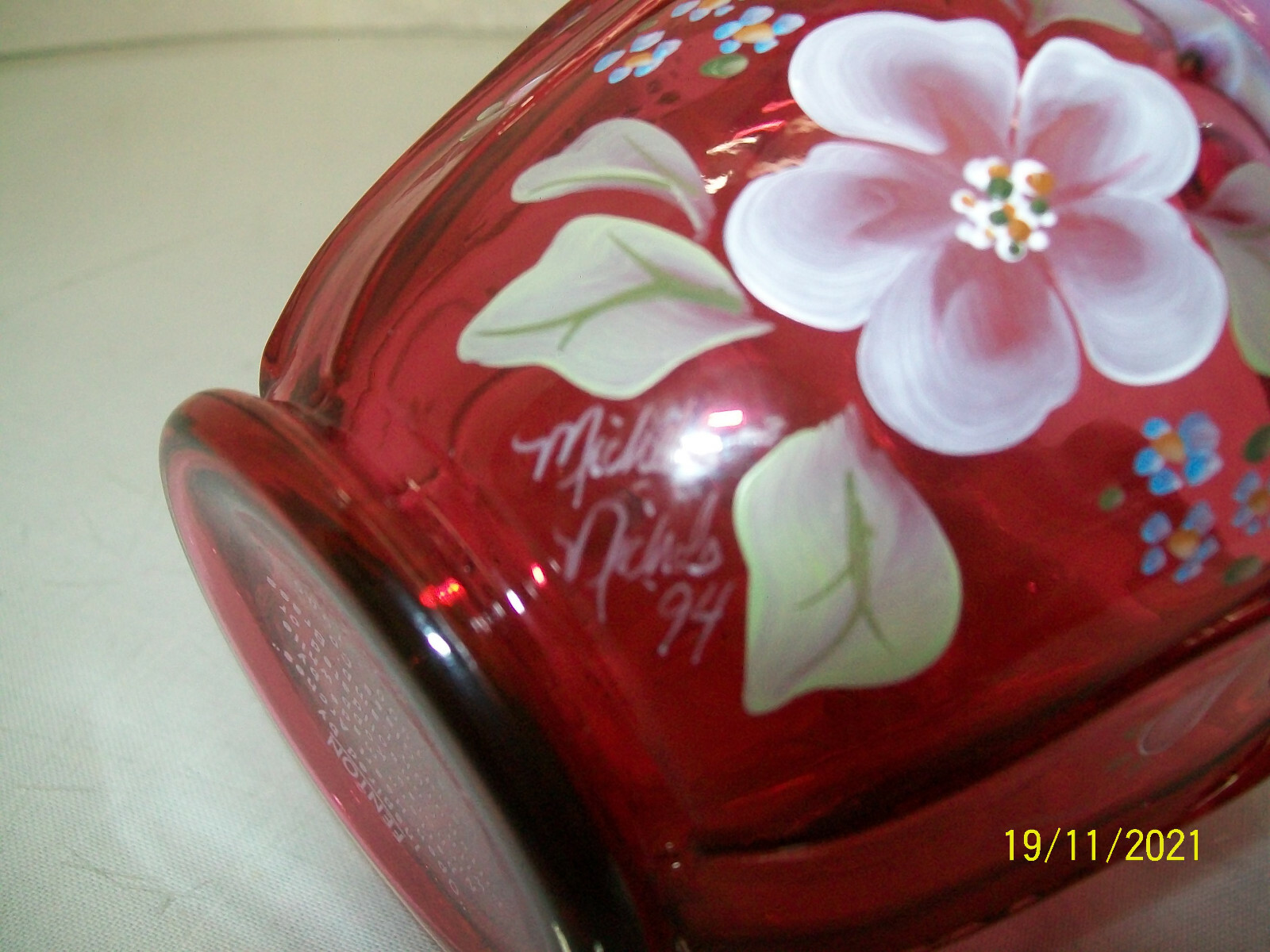 Fenton QVC 1994 Cranberry Opalescent Basket CV 070 4Q