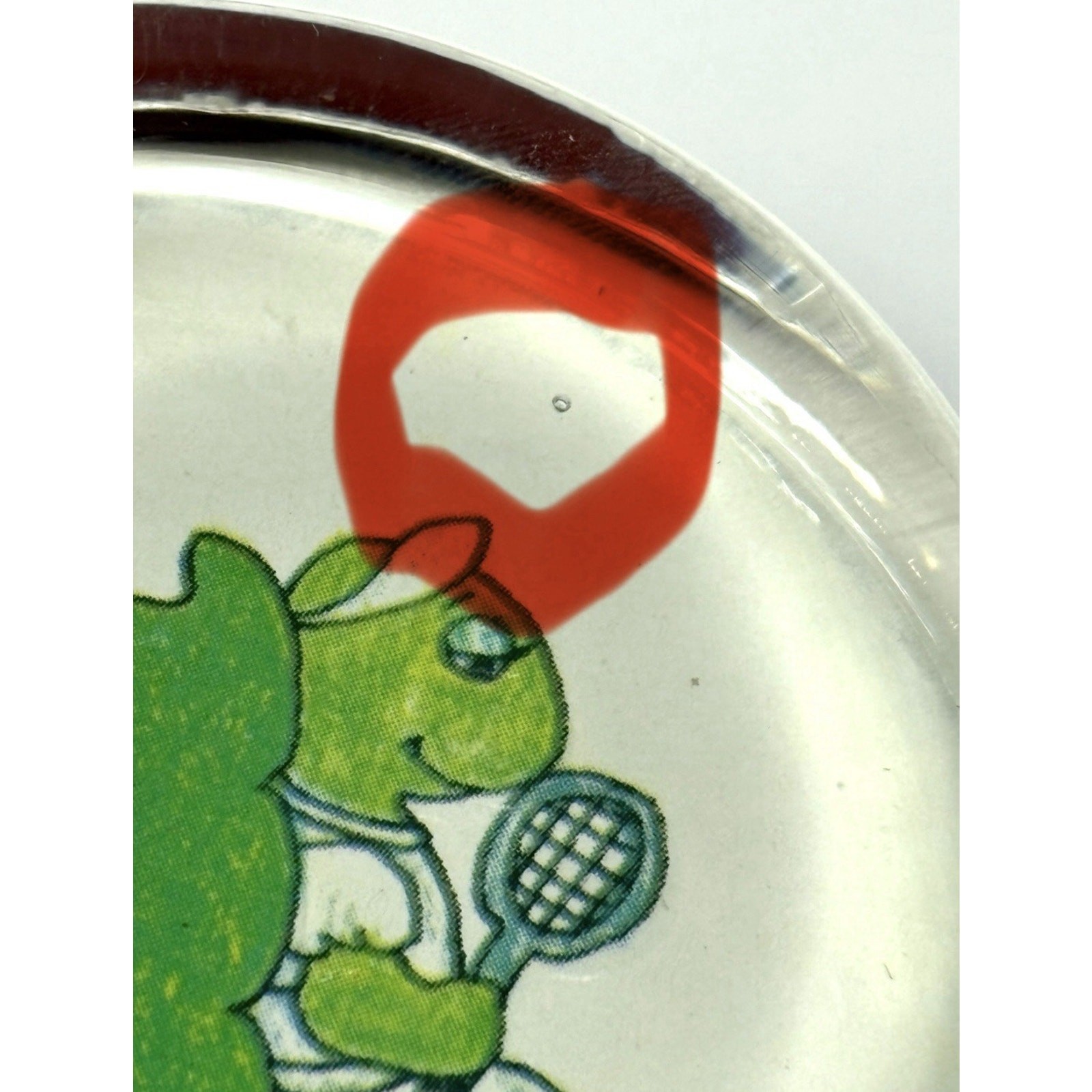 Vtg 70s Tennis Turtle Cartoon Paperweight Tabletop Glass Decor Desk Top *READ