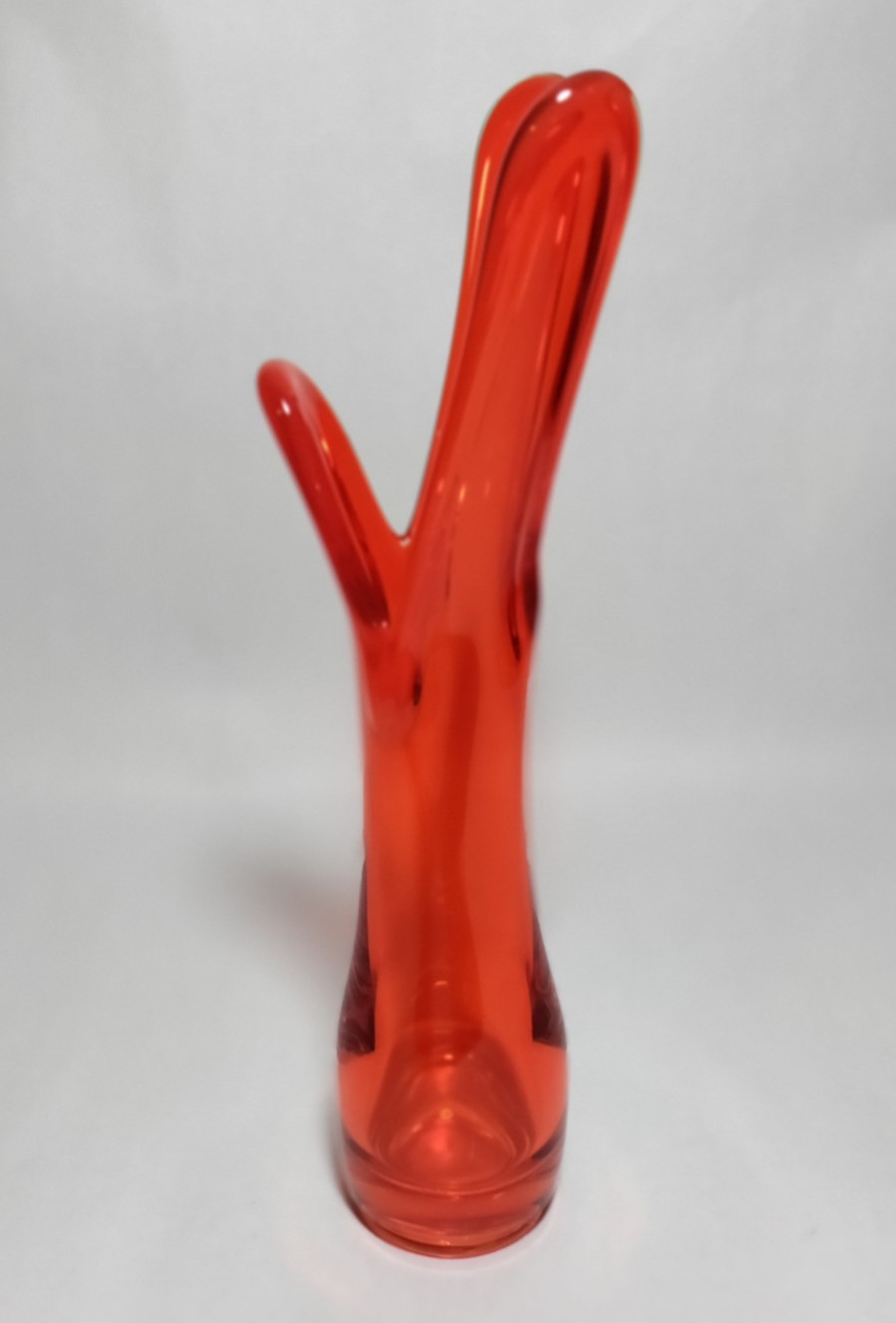 Viking Glass Epic 3 Flare Swung Vase 11″ Flared Fingers Persimmon Orange MCM HTF