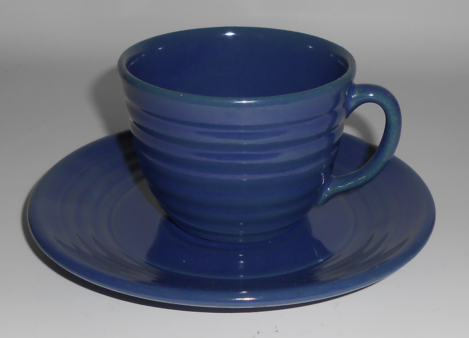 VINTAGE Bauer Pottery Ring Ware Cobalt Cup Saucer Set