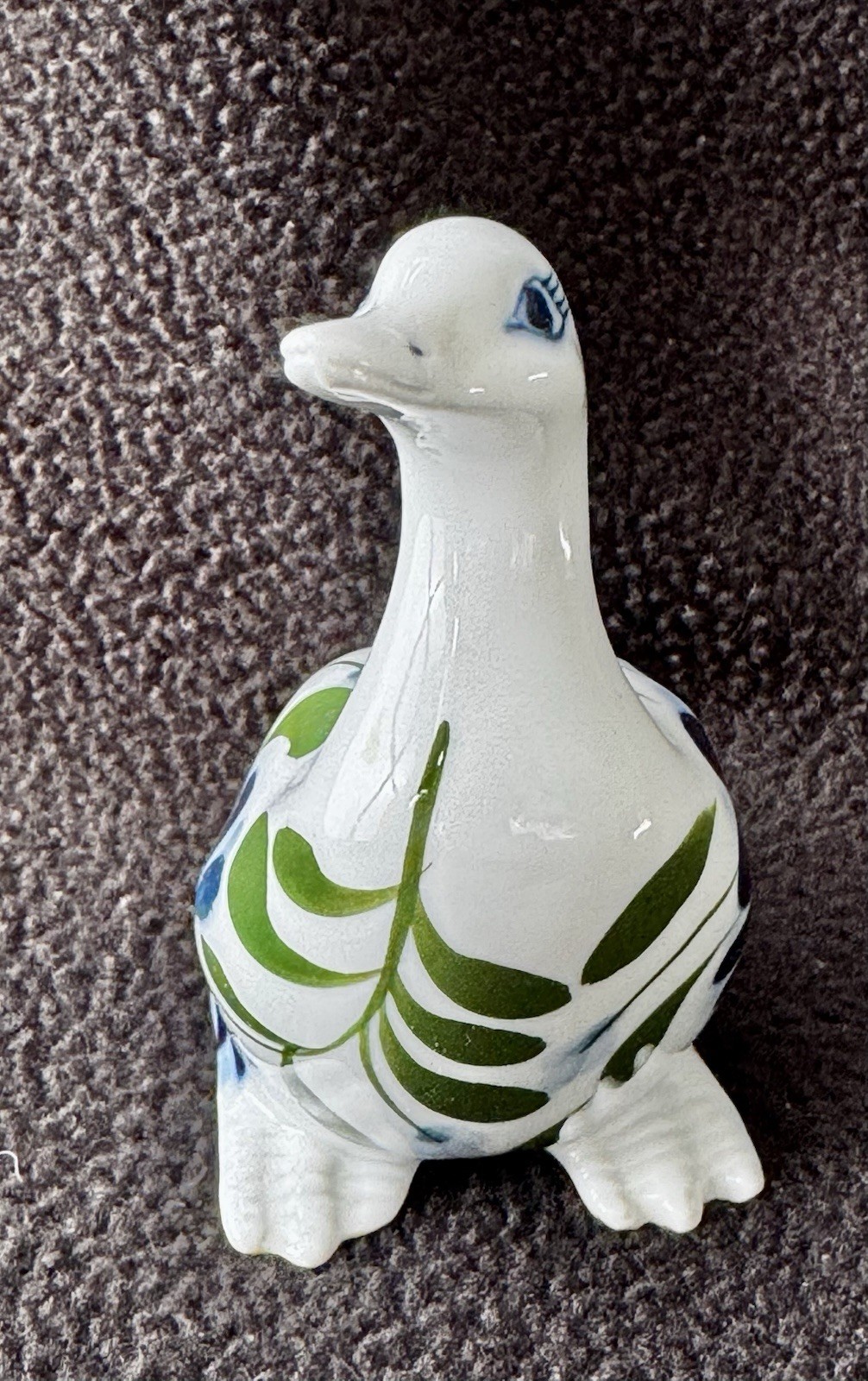 1990s Dansk Duck Sage Song Goose 3 1/4″ Porcelain Figurine Blue & Green