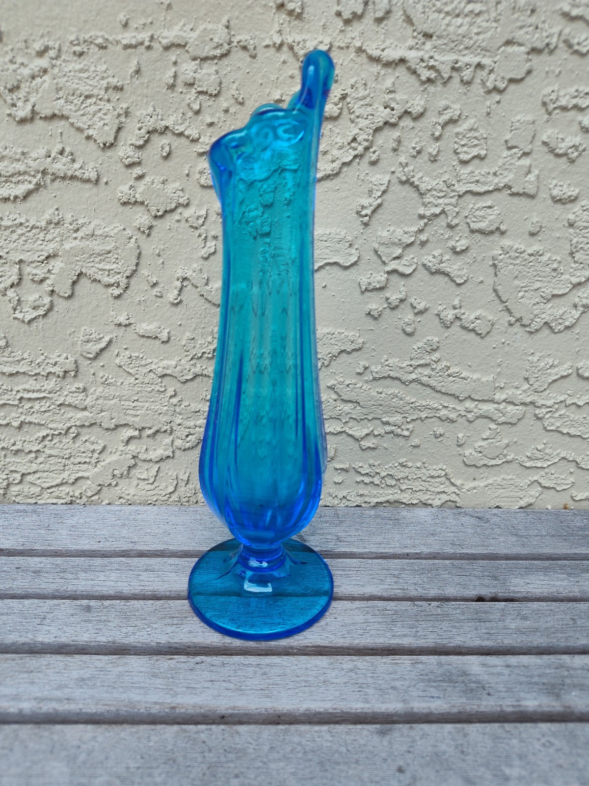 Vintage MCM blue swung vase 10 inches tall free shipping
