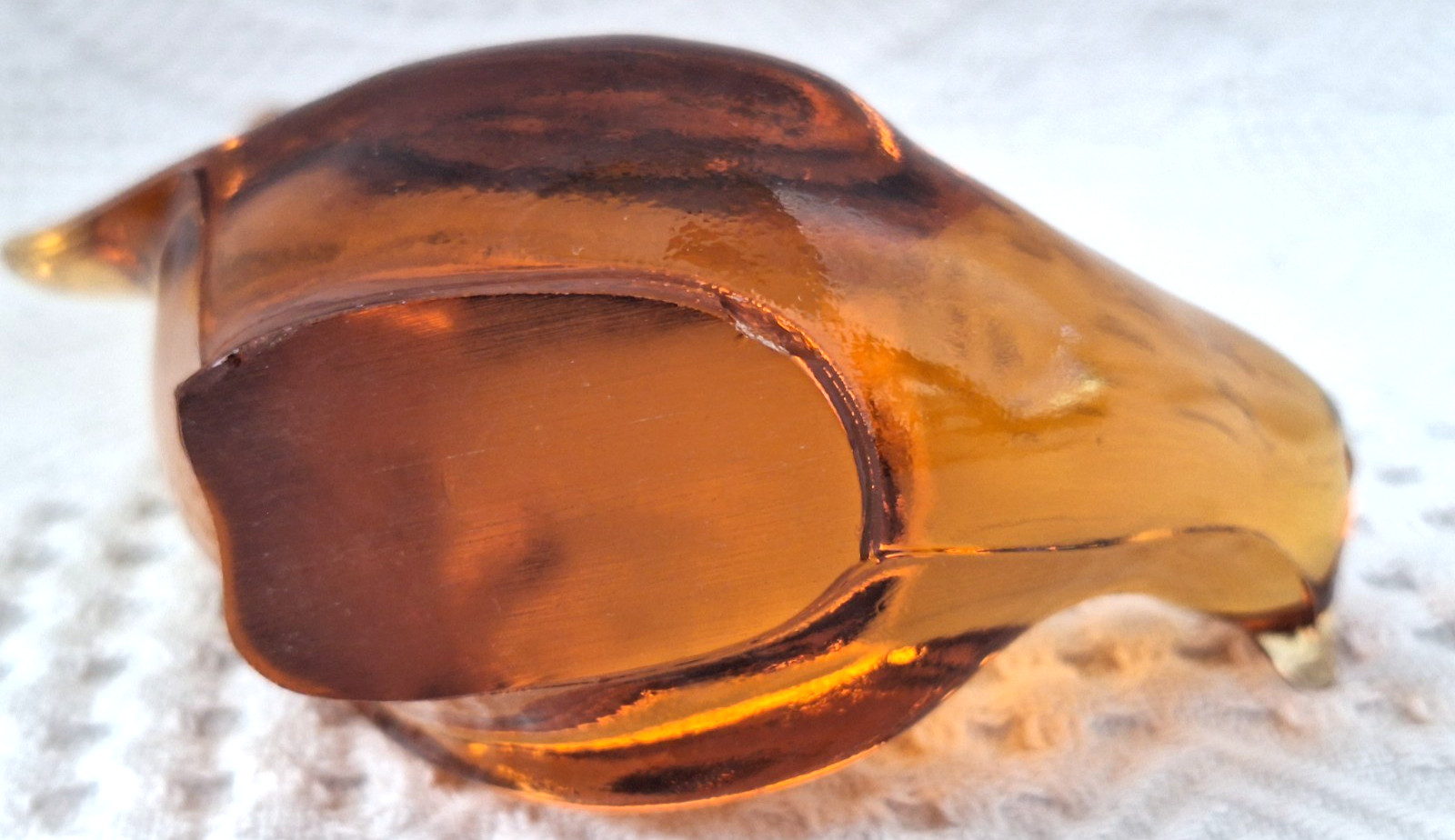 Vtg Fenton Amber Glass Bird Of Happiness Figuring Paperweight Long Tail VGC