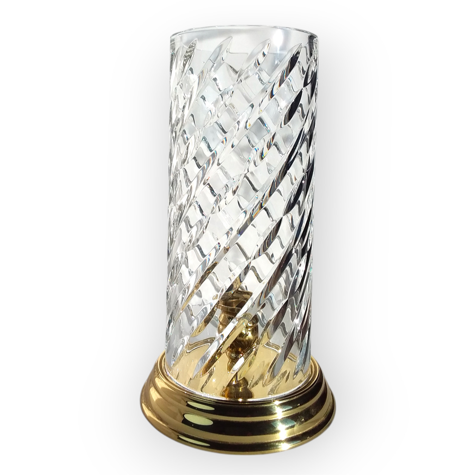 Vintage Waterford Crystal Wyndham Hurricane Candle Holder Brass Ireland BOXED
