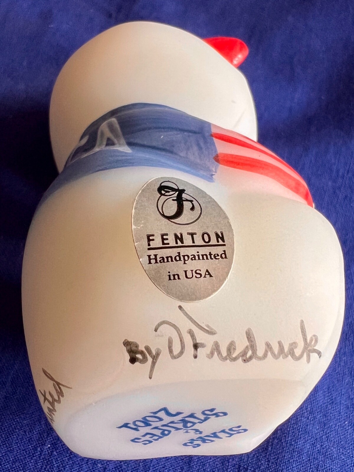 FENTON PATRIOTIC BEAR STARS AND STRIPES ARTIST DANE FREDRICK GORGEOUS NIB