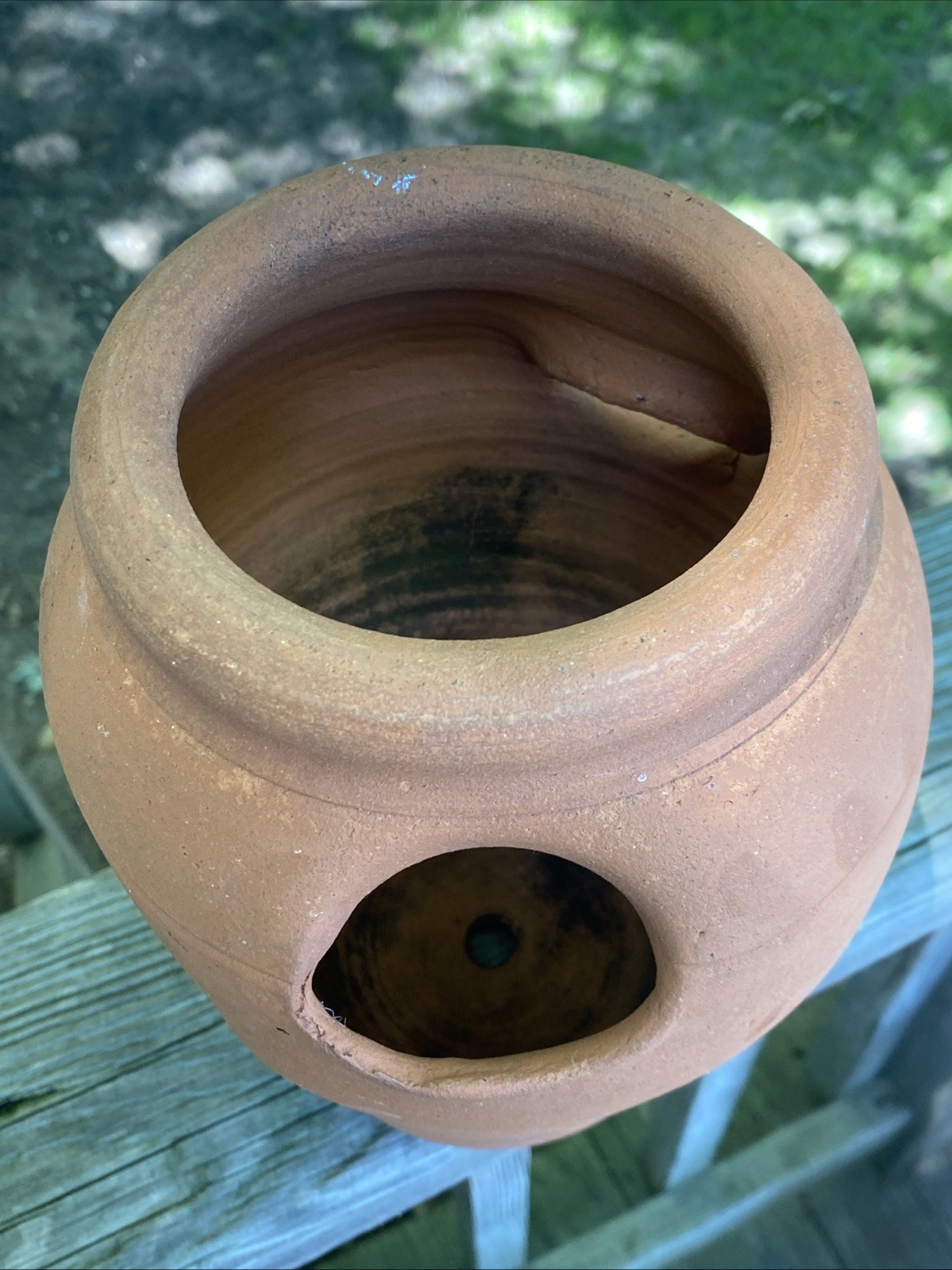 Vintage Hewell’s Pottery Terra Cotta 10” 4-Hole Strawberry Hen Chick Planter Pot