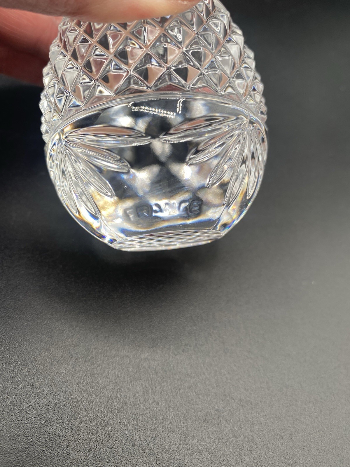Vintage Egg Shaped Paperweight Solid Crystal Clear Cut Glass France 3.5″ Tall
