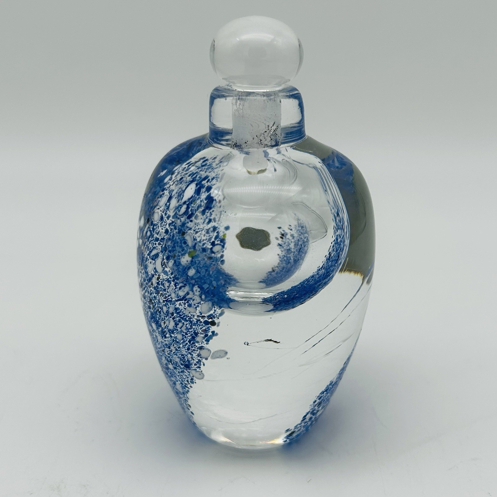 Hand Blown Perfume Bottle w/Stopper For Neiman Marcus, Signed, Made In England