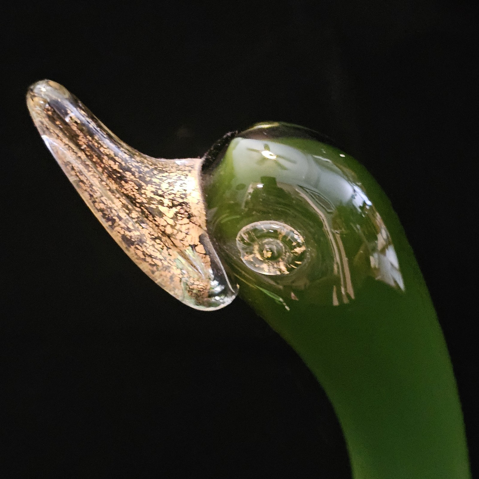 Vintage 1960s Murano Glass 14.5″ DUCK Gold Flake Beak/ Feet Glass