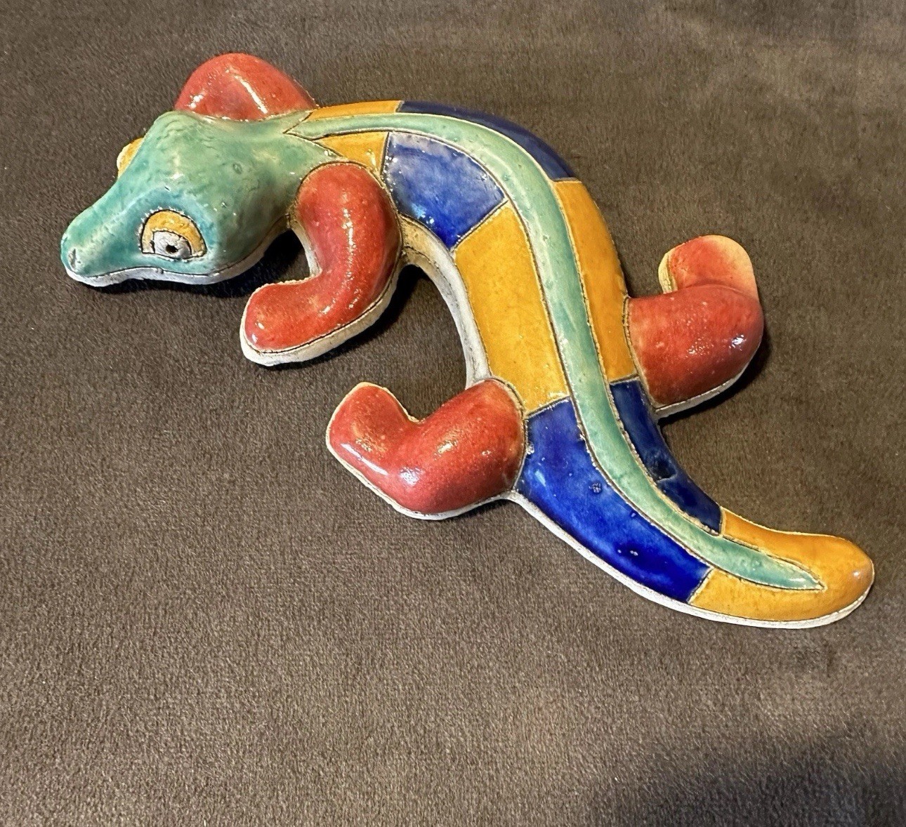 Vintage Raku Lizard Figurine Art Pottery Hand Painted/Crafted South Africa