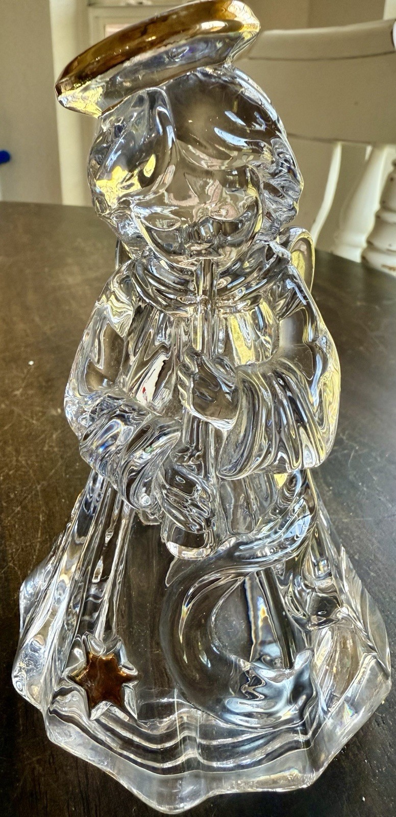 VTG Mikasa Lead Crystal Angel Playing Flute ~ Figurine Herald Collection Germany