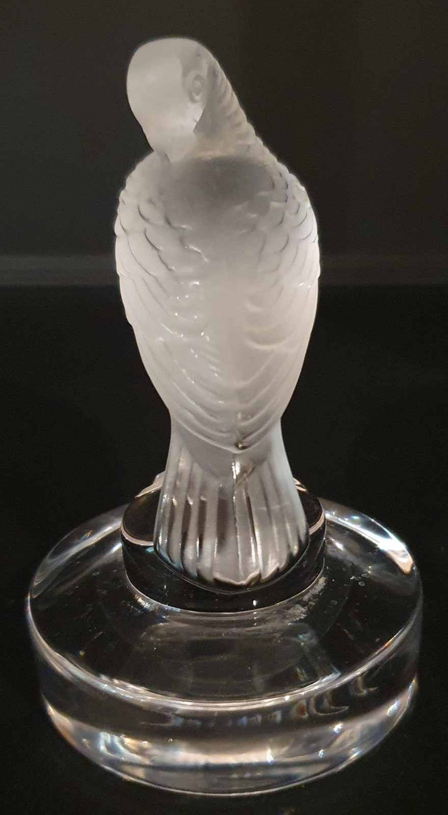 Vintage Lalique France Clear Crystal Tourterelle Preening Turtledove Cachet Seal