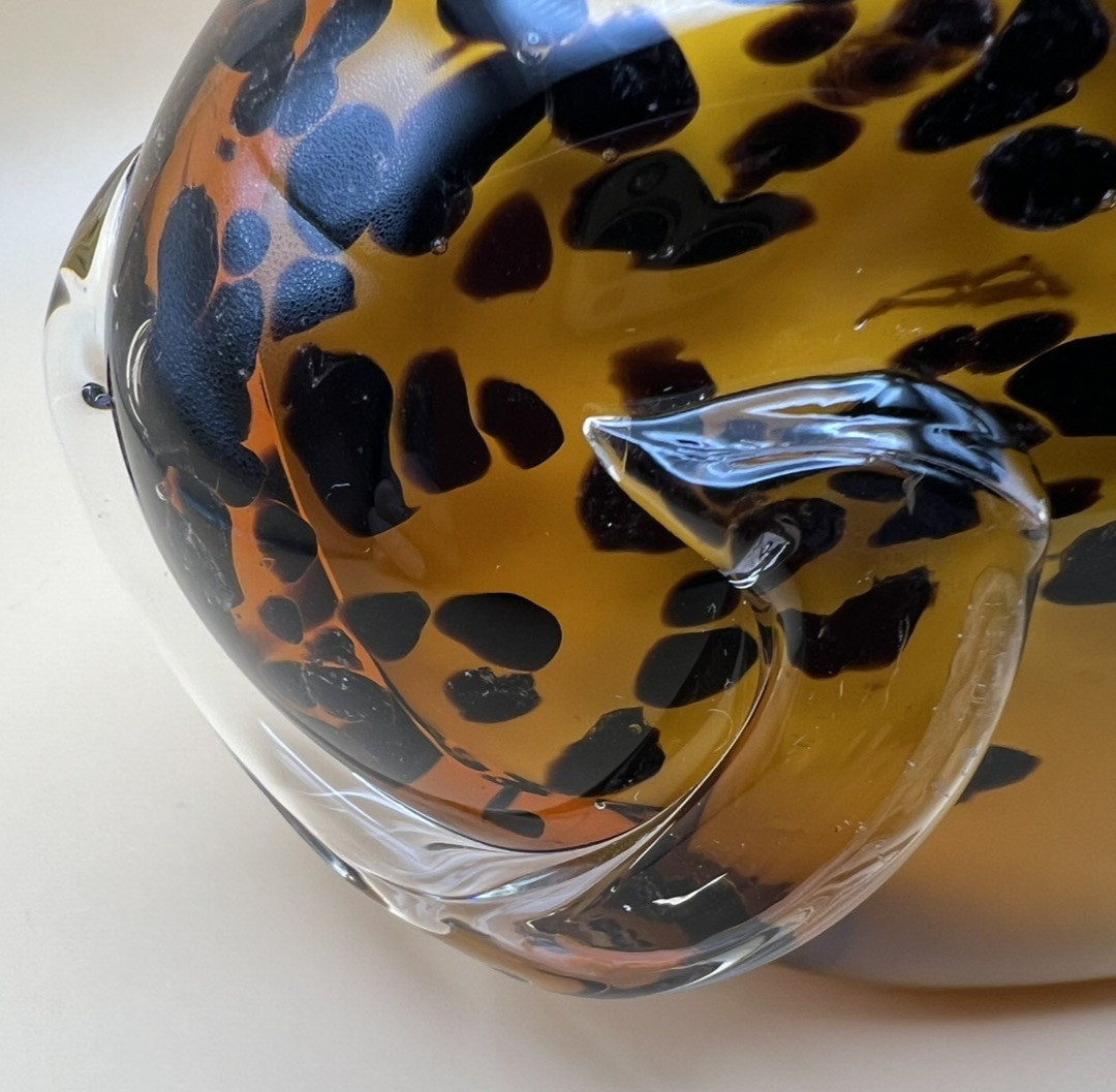 Glass Dog, Hand Blown Art Glass, 4.75″ high, Spotted, Adorable