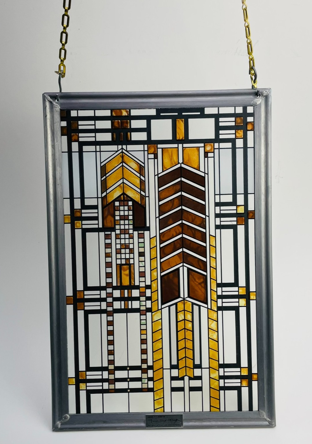 Frank Lloyd Wright MCM Autumn Sumac Stained Glass Suncatcher 11.25×7.5