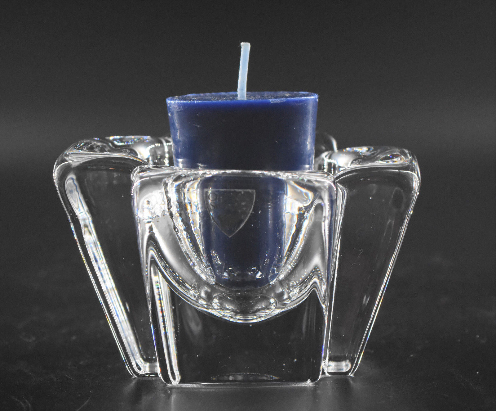 Orrefors Anna Ehrner Crystal Max Cross Votive Candle Holder 3.75″ Sweden