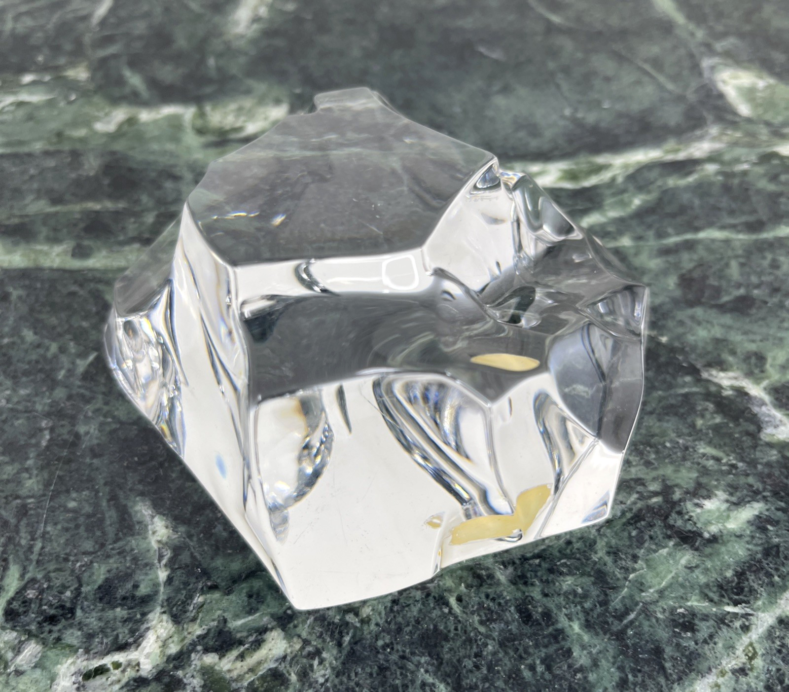 Val St Lambert Crystal Iceberg Paperweight Belgium Signed Label 1 lb 2.7 oz 4”