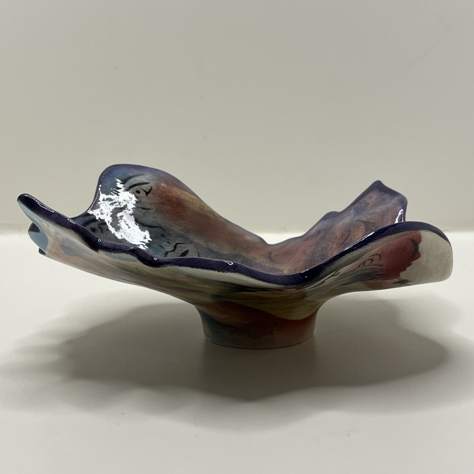 Harris-Cies Studio Pottery Modern Abstract Bowl Freeform Geometric Fine Art