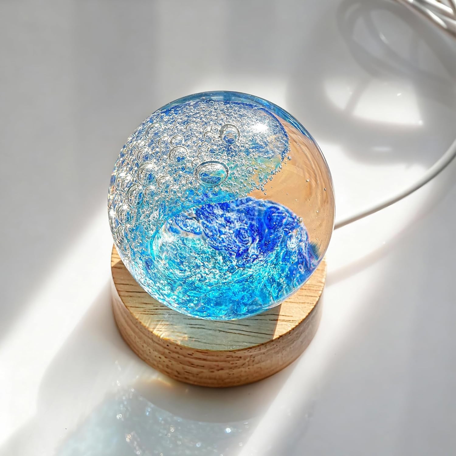 Ocean Lovers Crystal Ball Hand Blown Glass Sphere Paperweight Gift Decor