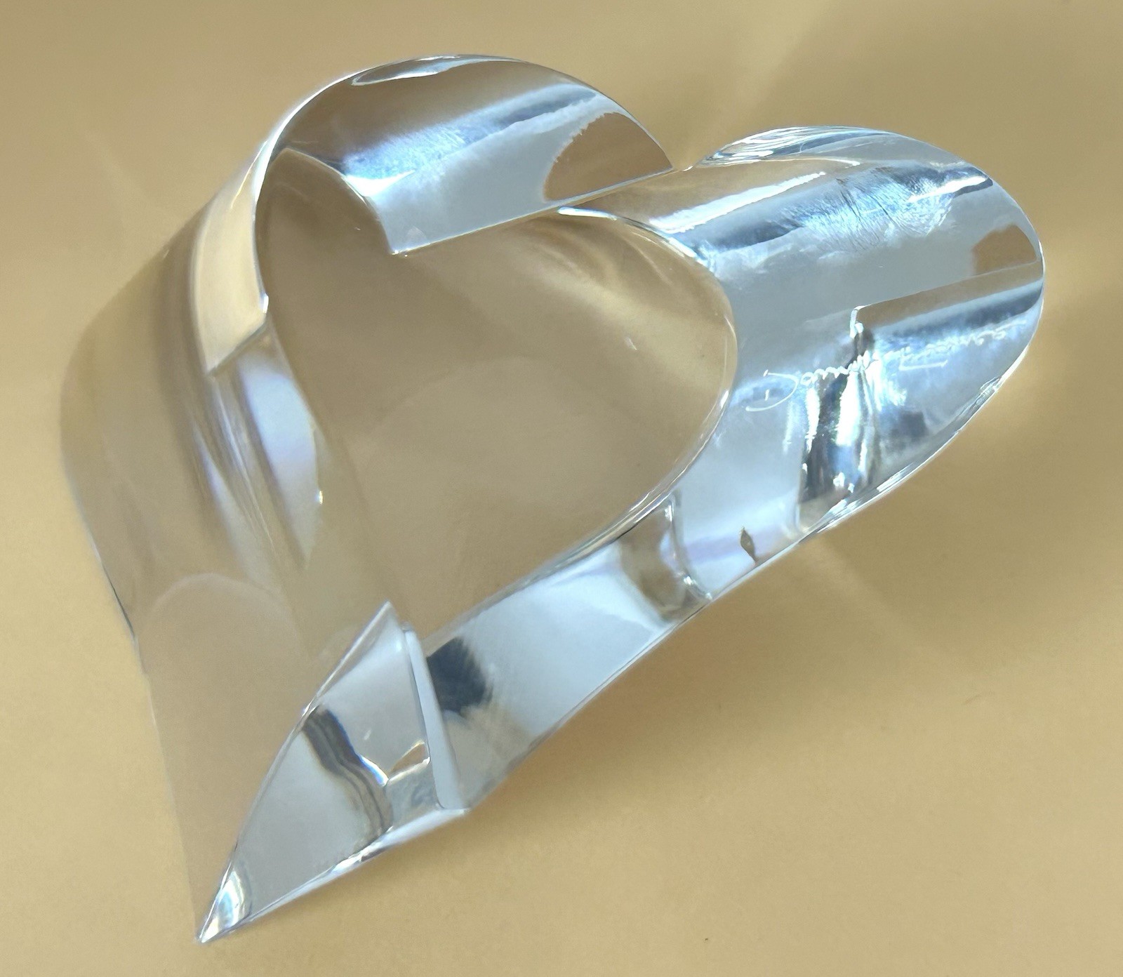 Signed Daum France Crystal Heart Paperweight by P.W. Yenawine